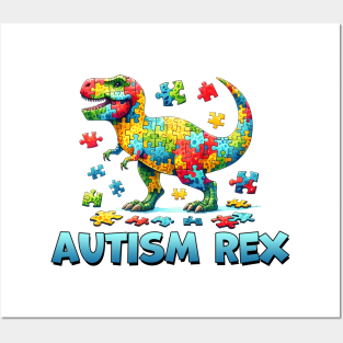 Autism Rex Dinosaur Puzzle Autism Awareness Gift for Birthday, Mother's Day, Thanksgiving, Christmas Posters and Art